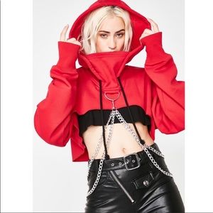 NWT Dollskill Current Mood Chain Cropped Hoodie XS
